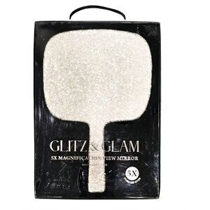Glitz & Glam 5X Magnification Silver Diamond Diatortion Free Handheld Mirror